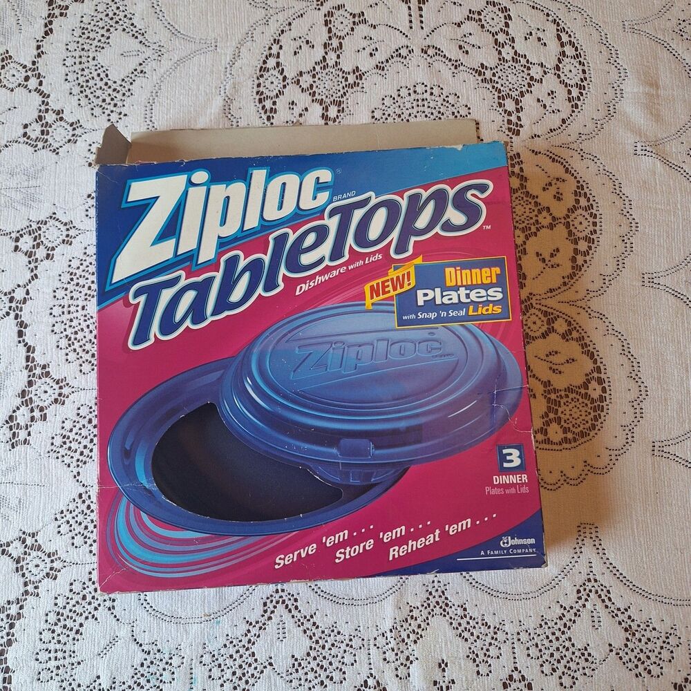 Ziploc Tabletop with Lids Dinner Plates Snap n' Seal Lids/3 plates New. Open Box